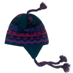 TAOS Wool Ski Hat Beanie Mountain Ladies & Ewe Vermont Green Purple Tassel
